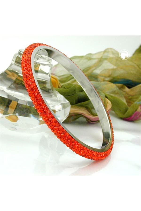 Bangle 4 Row Glass Crystals Orange - GL01269