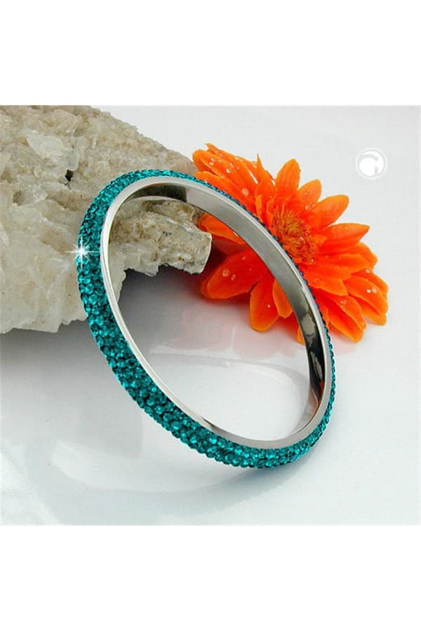 Bangle 4 Row Glass Crystals Turquoise - GL01267