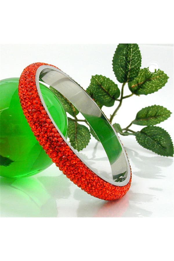 Bangle 6 Row Glass Crystals Orange - GL01262