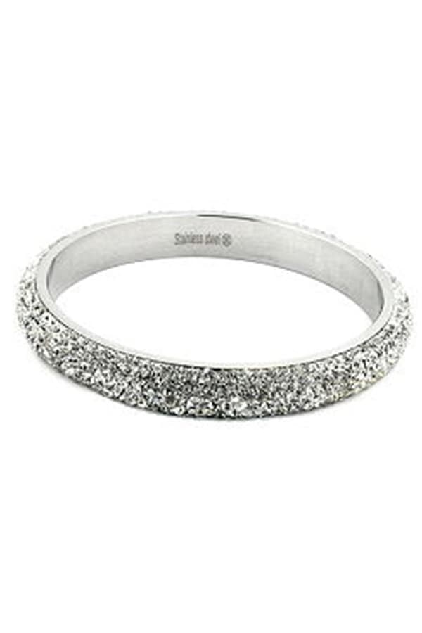 Bangle 6 Row Glass Crystals White - GL01249