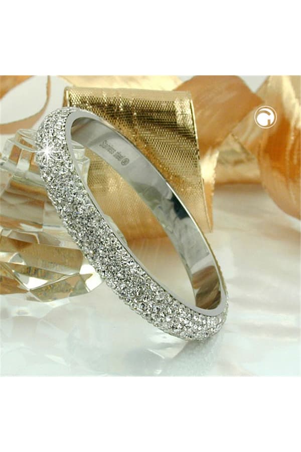 Bangle 6 Row Glass Crystals White - GL01249