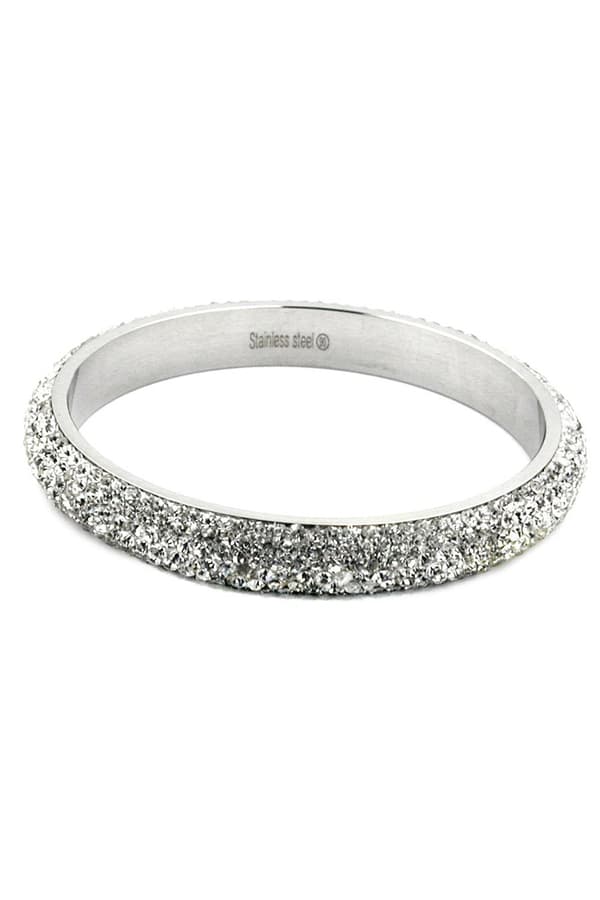 Bangle 6 Row Glass Crystals White - GL01249