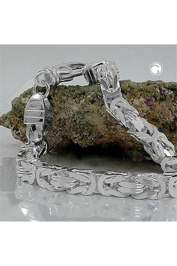 Bracelet 6x6mm Square Byzantine Chain Shiny Silver 925 21cm - GL137003-21