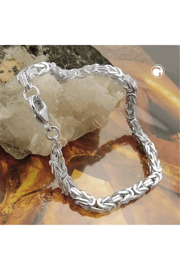 Bracelet 4mm Square Byzantine Chain Shiny Silver 925 21cm - GL137001-21