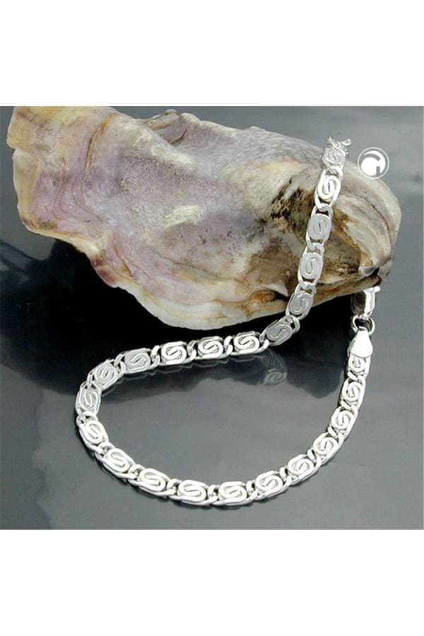 Bracelet 3.2mm Flat Scroll Chain Diamond Cut Silver 925 21cm - GL105801-21