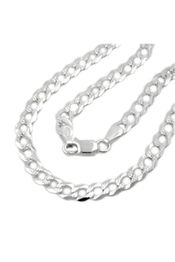 Bracelet 4.6mm Flat Curb Chain With Pattern Silver 925 19cm - GL101049-19