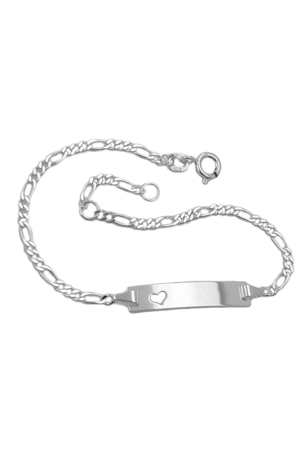 Id Bracelet For Children 2.3mm Figaro Chain Engraving Plate 25x5mm With Heart Silver 925 16cm - GL133631-16