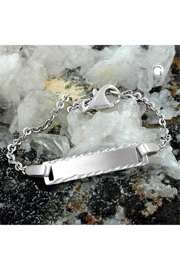 Id Bracelet 2.1mm Anchor With Plate Matt Diamond Cut Rhodium Plated Silver 925 - GL111031-15