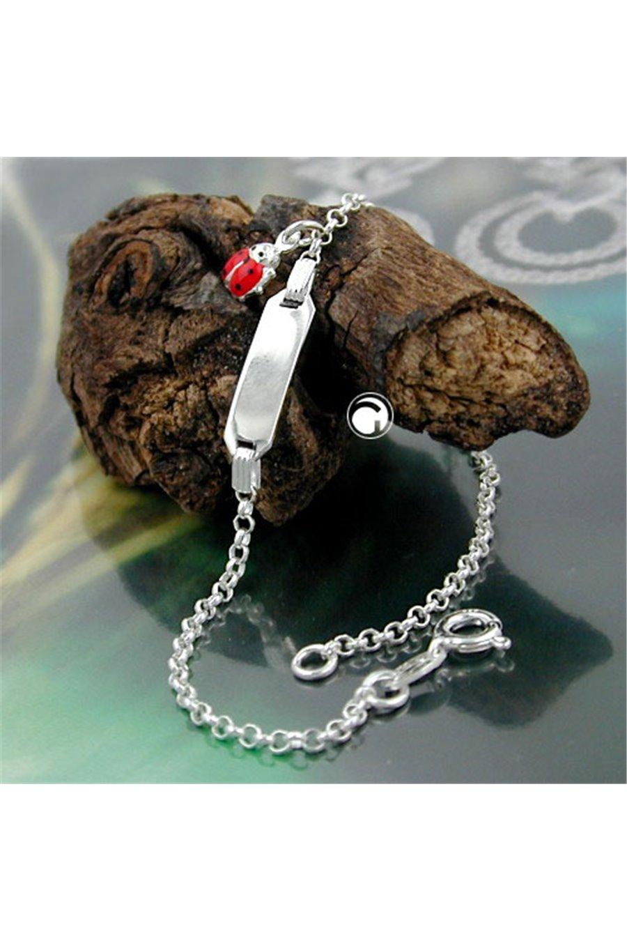 Id Bracelet For Children Anchor Chain Engraving Plate 19x5,8mm Ladybird Silver 925 18cm - GL111021-18