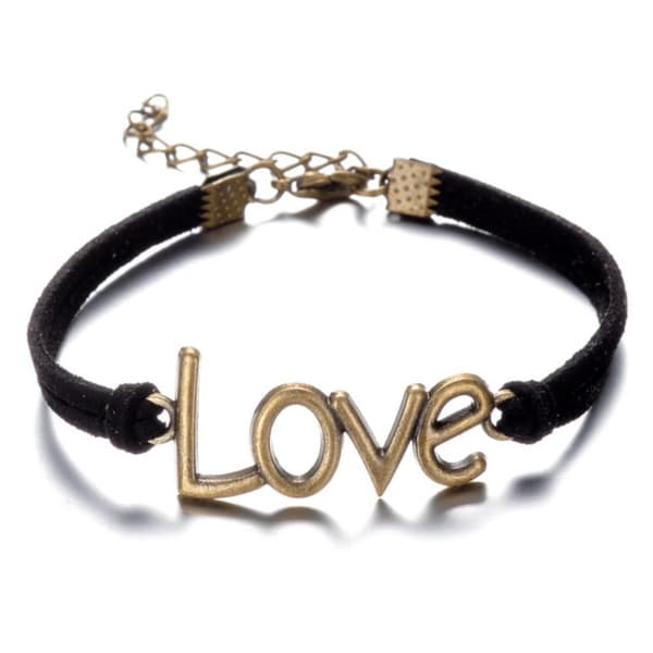 Armband med text "Love" i metall - Flera färger