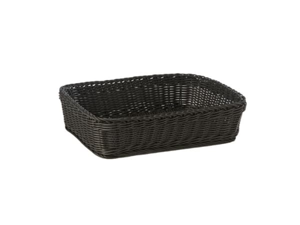 Brødkurv 40x30x10 cm Rektangulær Kraftig flet PP Sort,1 stk