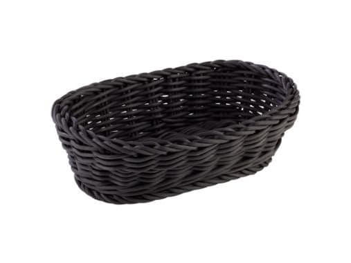 Brødkurv 19x12x6 cm Oval Kraftig flet PP Sort,1 stk