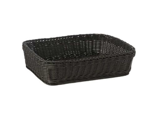 Brødkurv 40x30x10 cm Rektangulær Kraftig flet PP Sort,40 stk/krt
