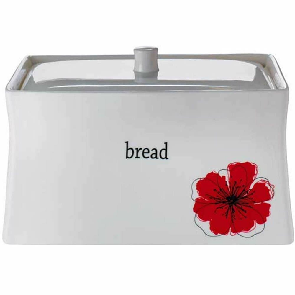 Scarlet Poppy Ceramic Bread Crock
