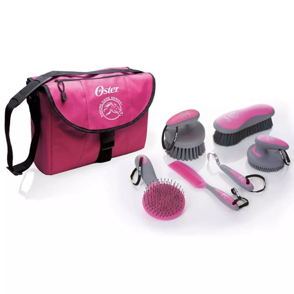 Oster Sju delar Pälsvård Hästborstar Kit Rosa 32800