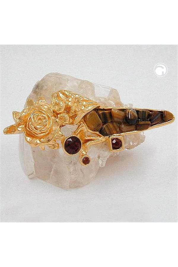 Brooch Tiger Eye Gold Coloured - GL03342