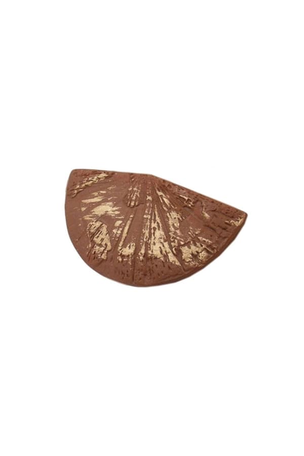 Brooch Hand Fan Brown Gold Coloured - GL01949