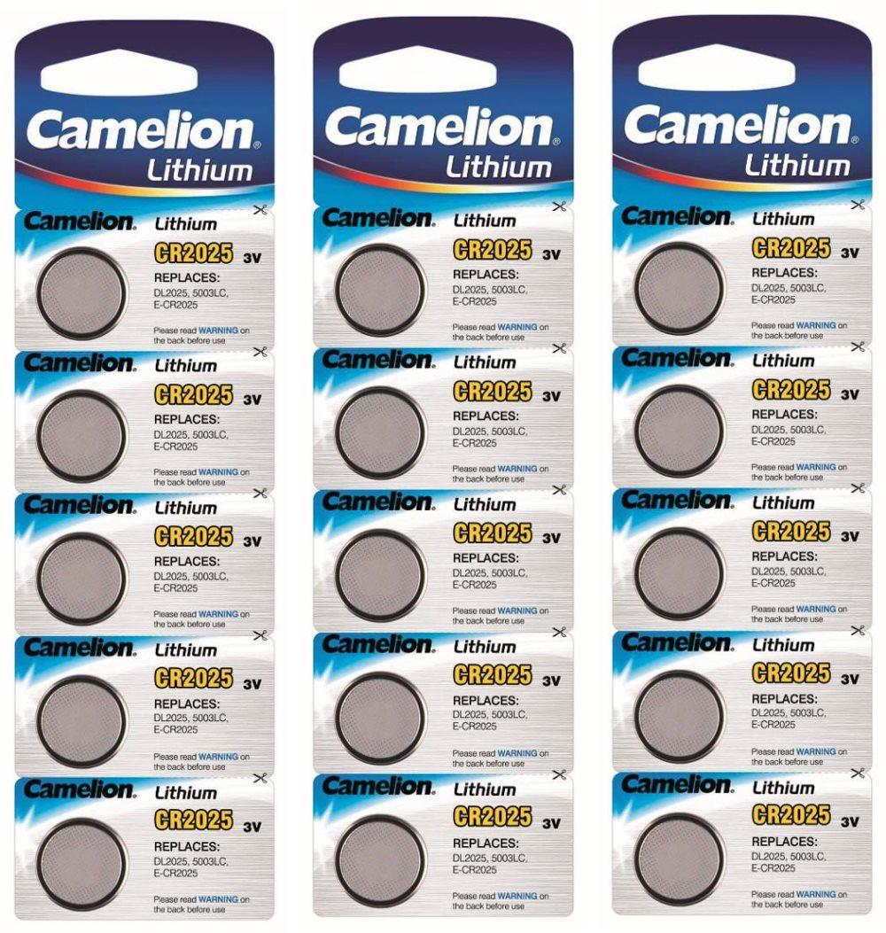 CR2025 15-pack Lithium batterier CR 2025 3V Camelion batteri