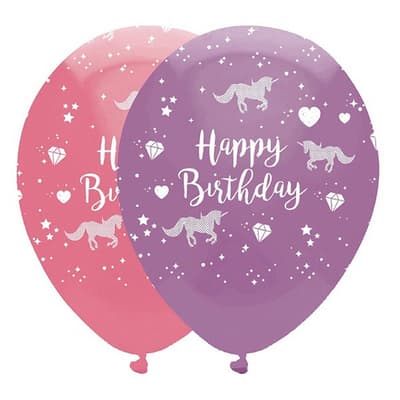 Creative Party Latex Balloons Happy Birthday Unicorn Fantasy (Pack of 6)