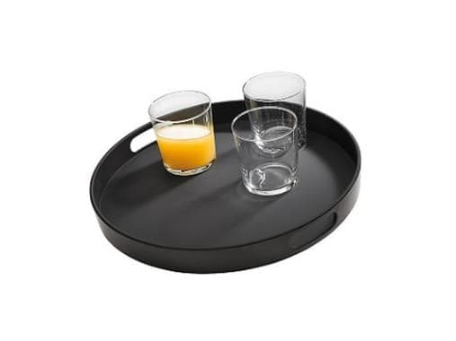 Tjenerbakke Ø35.5x4.5 cm med Kant Anti-slip Melamin Sort,6 stk/pk