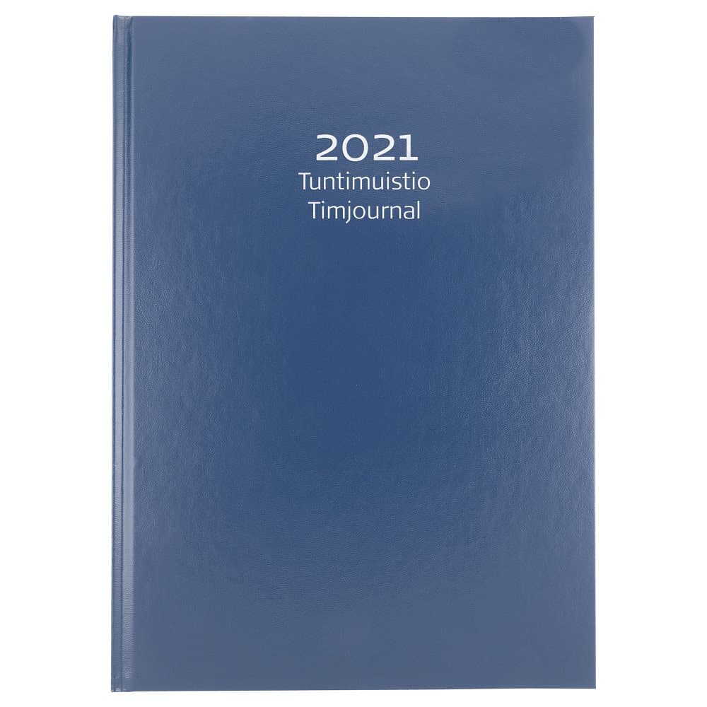 Kalenteri 2021 Tuntimuistio A4 Keinonahka Sininen Burde