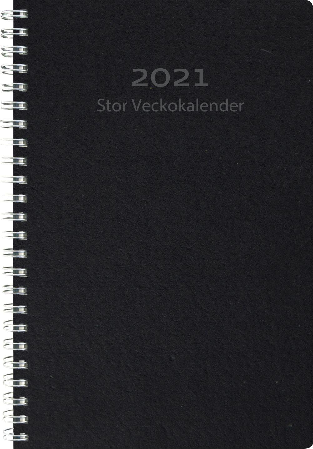 Kalender 2021 Stor Veckokalender A5 Eco Line Svart Miljokartong Burde Cdon