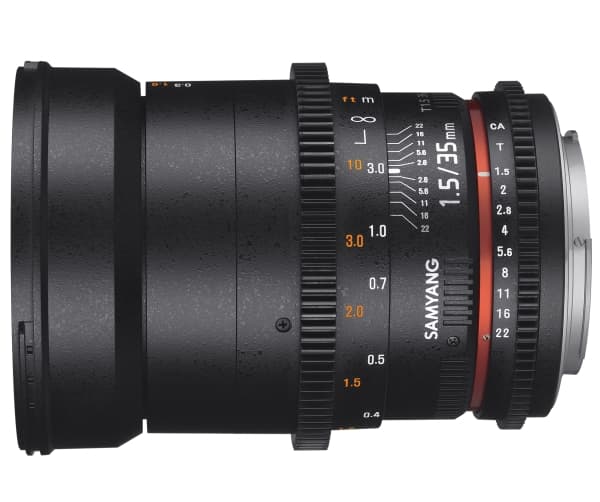 Samyang 35mm T1.5 VDSLR AS UMC II, SLR, 12/10, Bredt, 0,3 m, 3,5 cm, Full ramme
