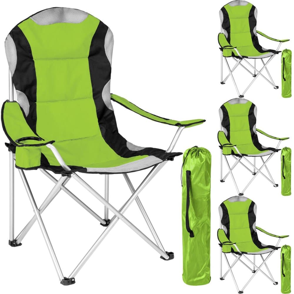 4 campingstolar med stoppad dyna - grön