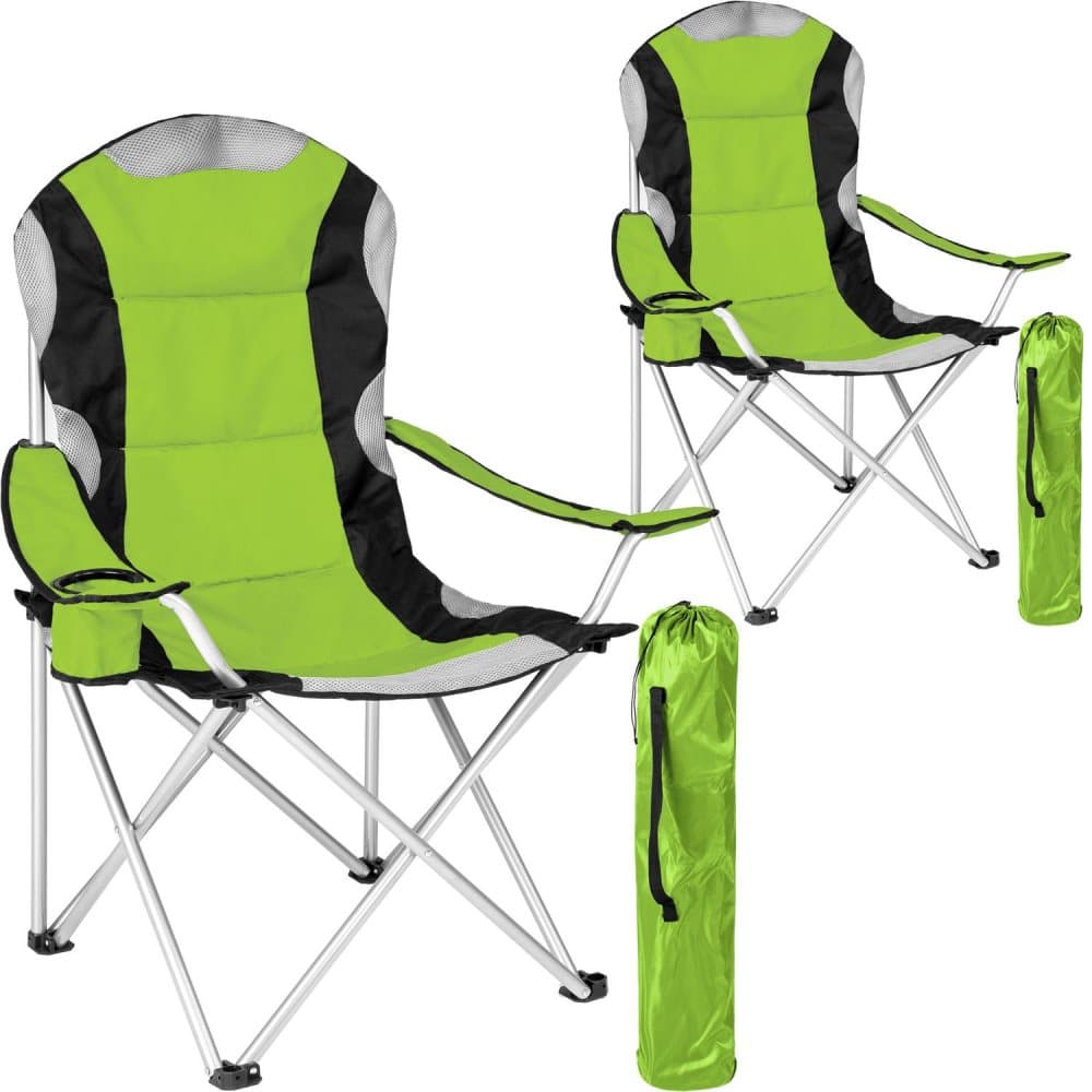 2 campingstolar med stoppad dyna - grön