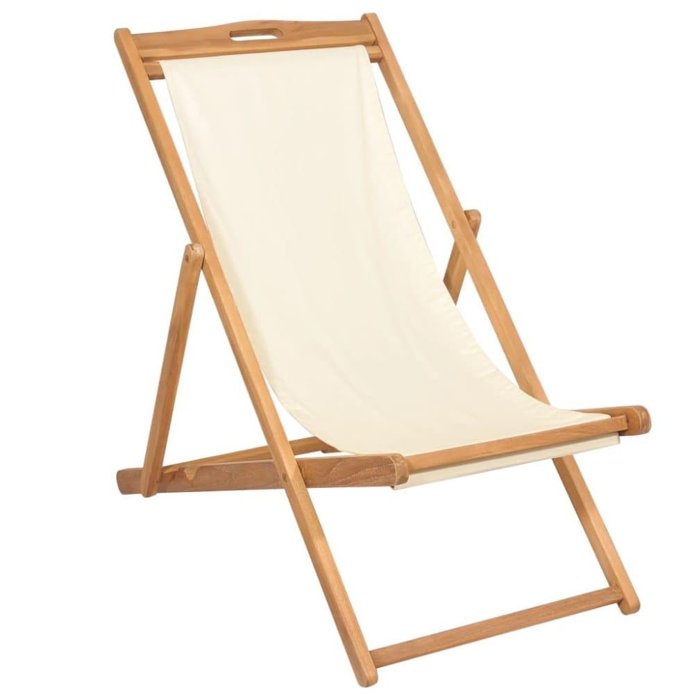 vidaXL Fluktstol teak 56x105x96 cm krem