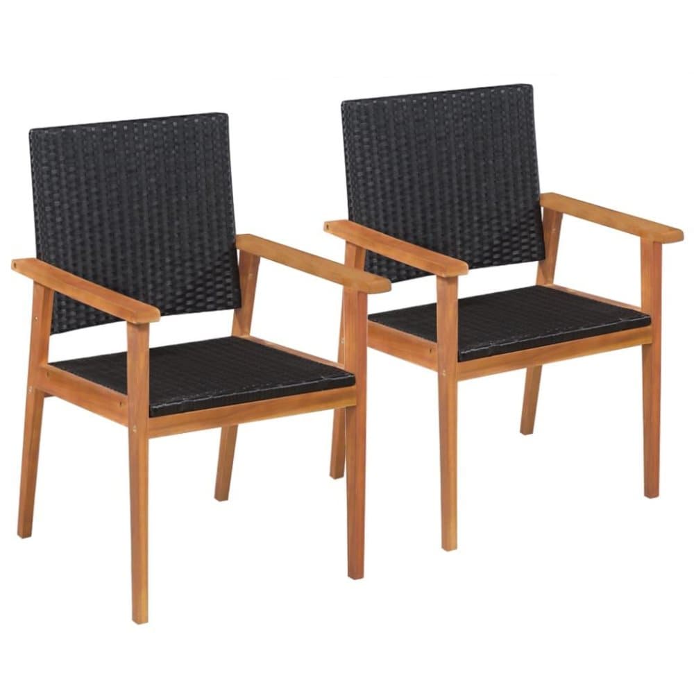 vidaXL havestole 2 stk. polyrattan sort og brun