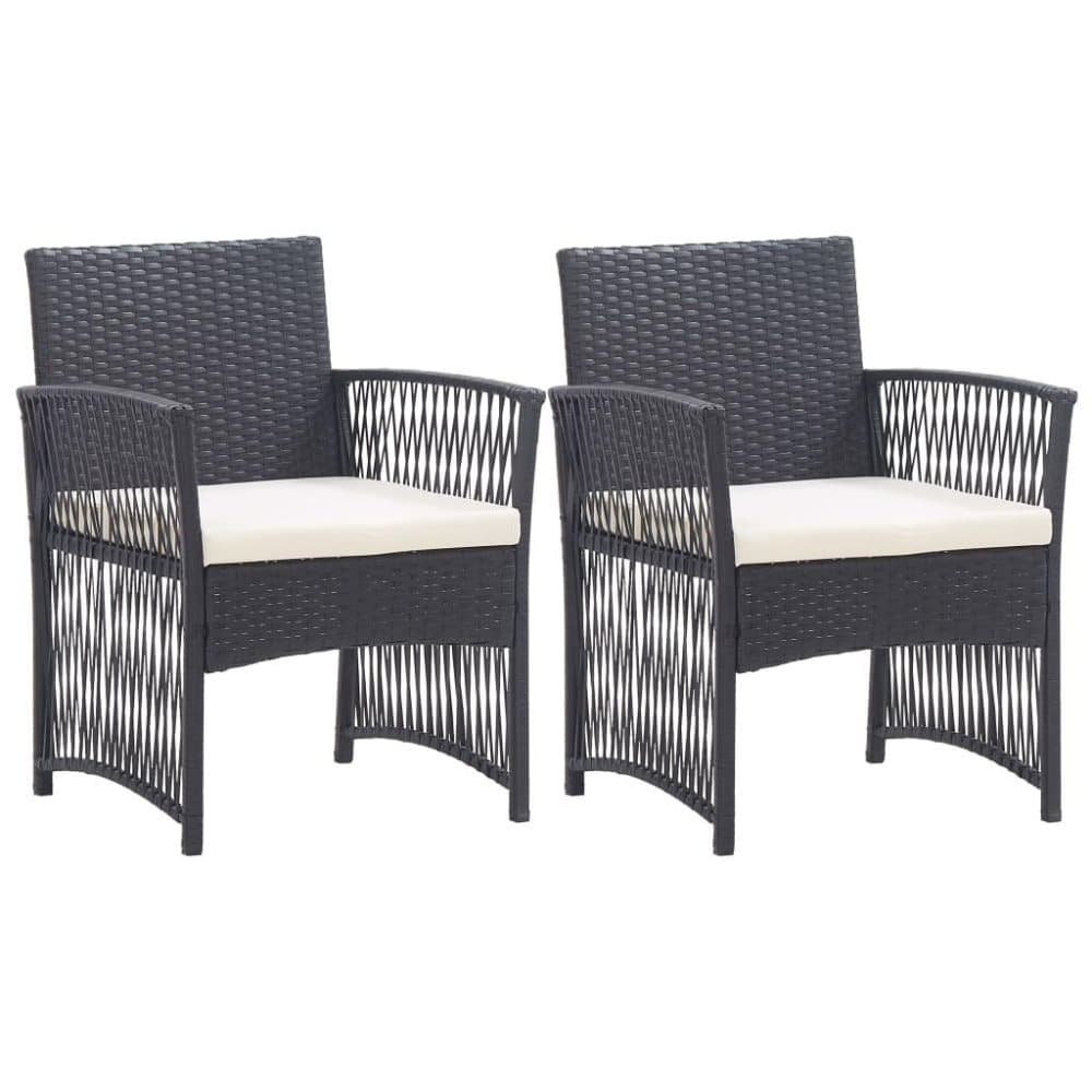 vidaXL havestole med hynder 2 stk. polyrattan sort