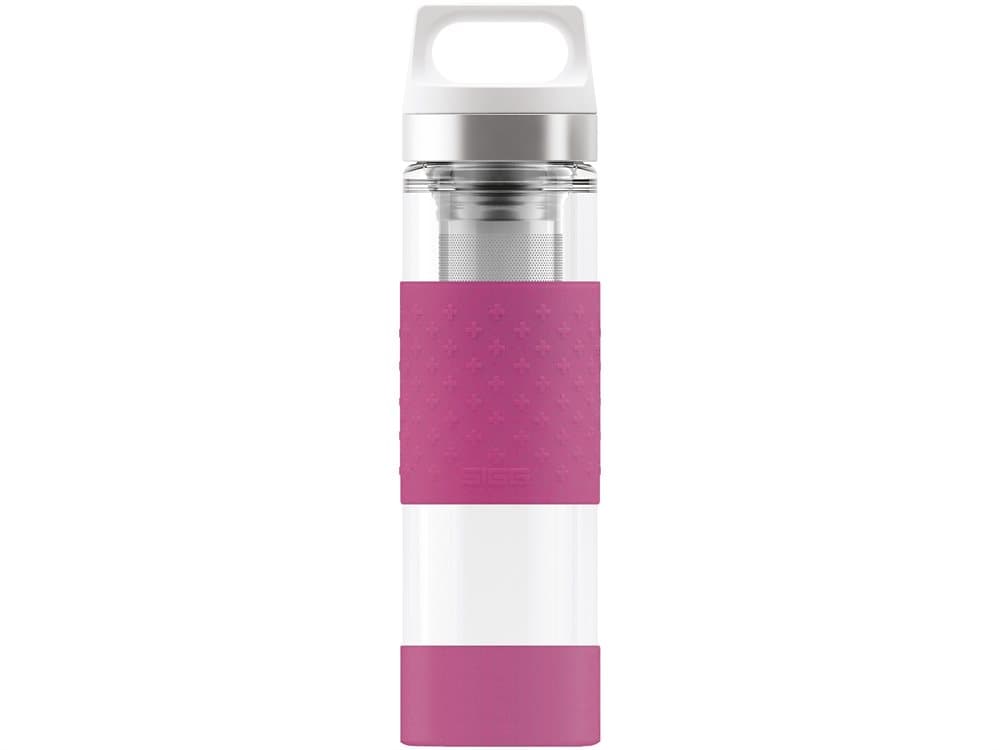 SIGG Hot & Cold Glass WMB, 0,4 l, Röd, Vit, Glas, Silikon, Rostfritt stål, 1 h, 2 h, Silikon