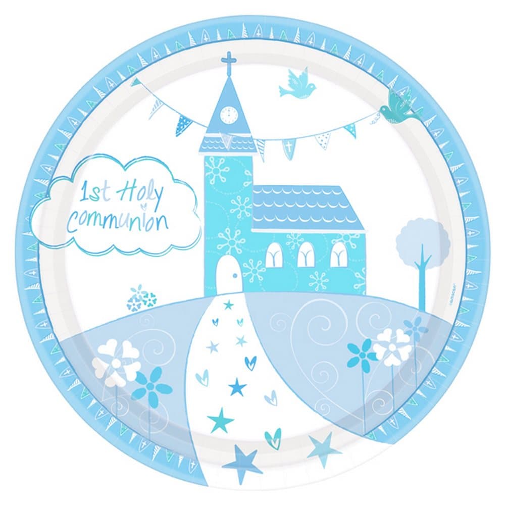 Amscan Communion Church Blue Plates (Pack Of 8)