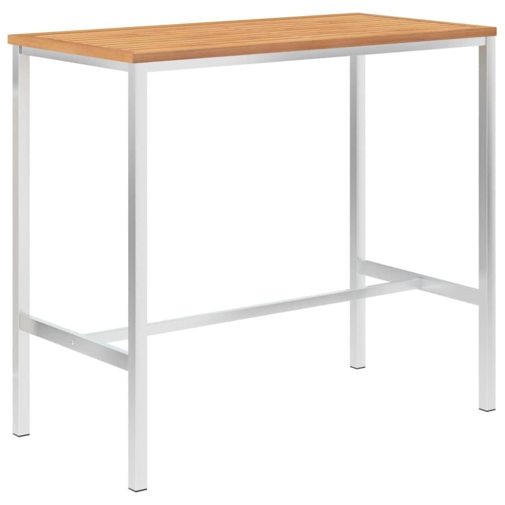 vidaXL barbord 120x60x105 cm massivt teaktræ og rustfrit stål
