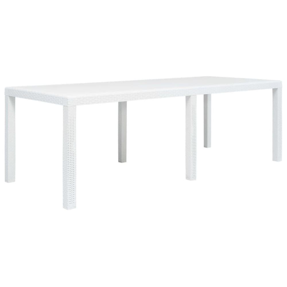 vidaXL havebord hvid 220 x 90 x 72 cm plastik rattanlook