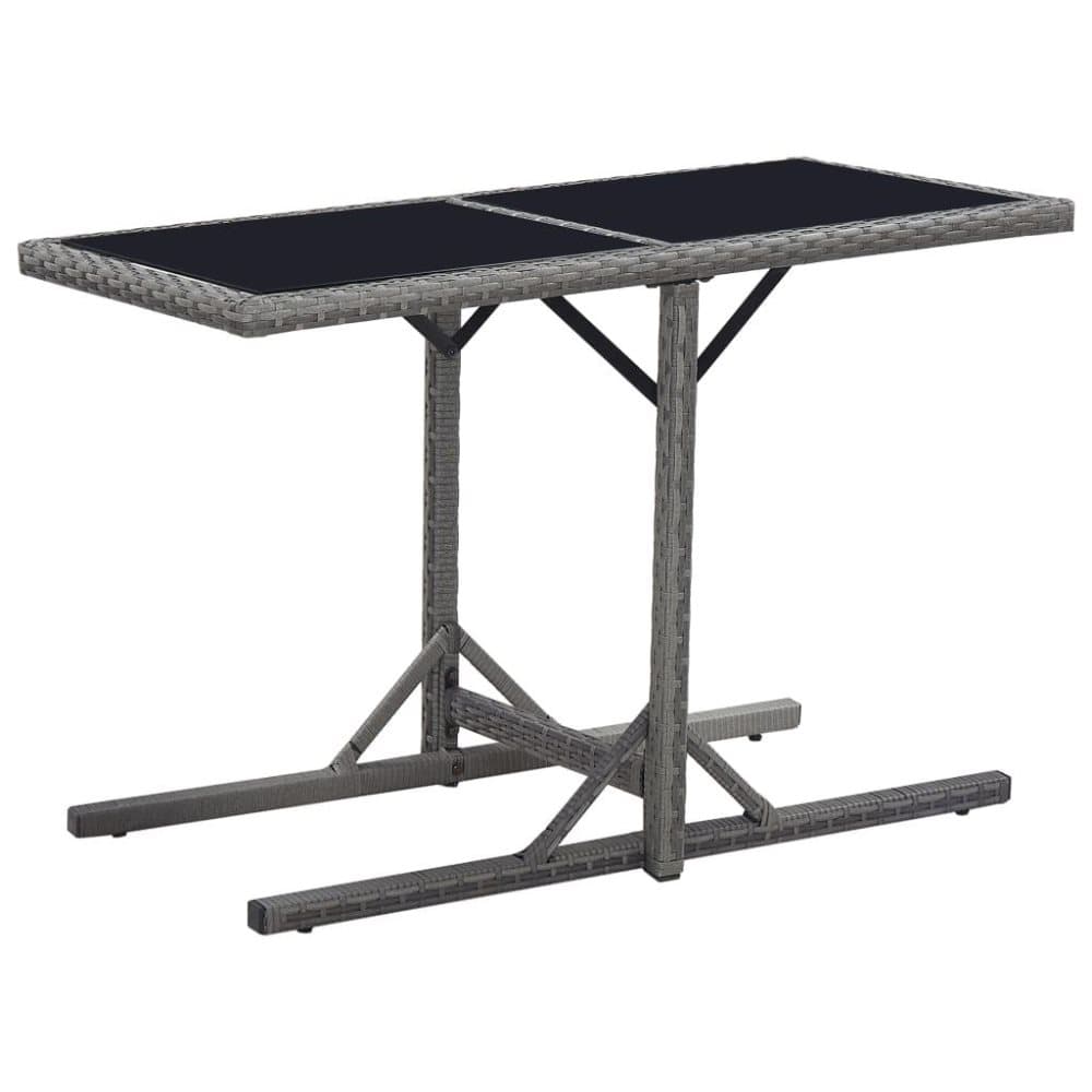 vidaXL Trädgårdsbord svart 110x53x72 cm glas och konstrotting