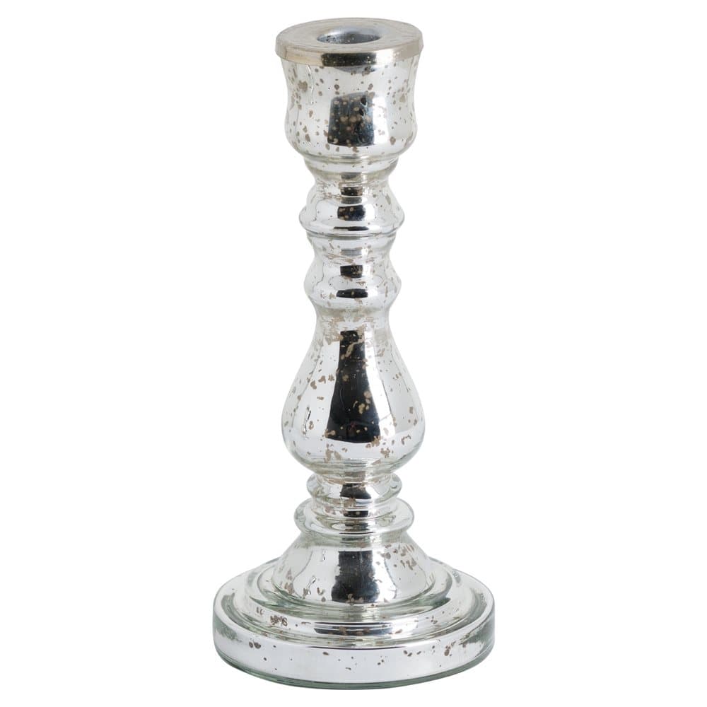 Silver Metallic Curved Squat Candle Holder