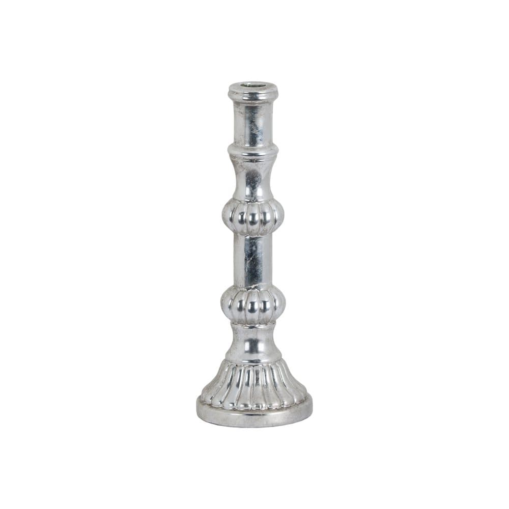 Hill Interiors Large Metallic Ceramic Candle Stick With Ridge Detailing