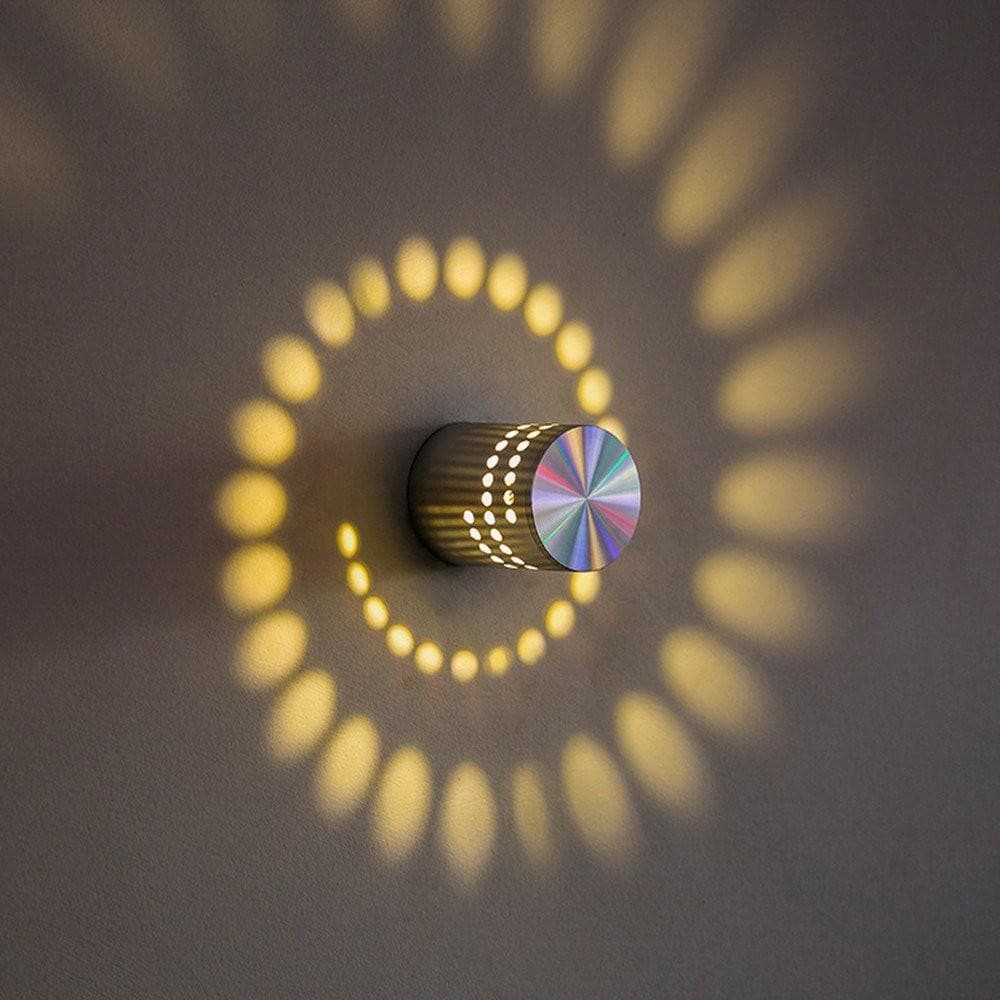 Spiralhål Vägglampa Yta Installera LED-ljus Armaturlampa silver