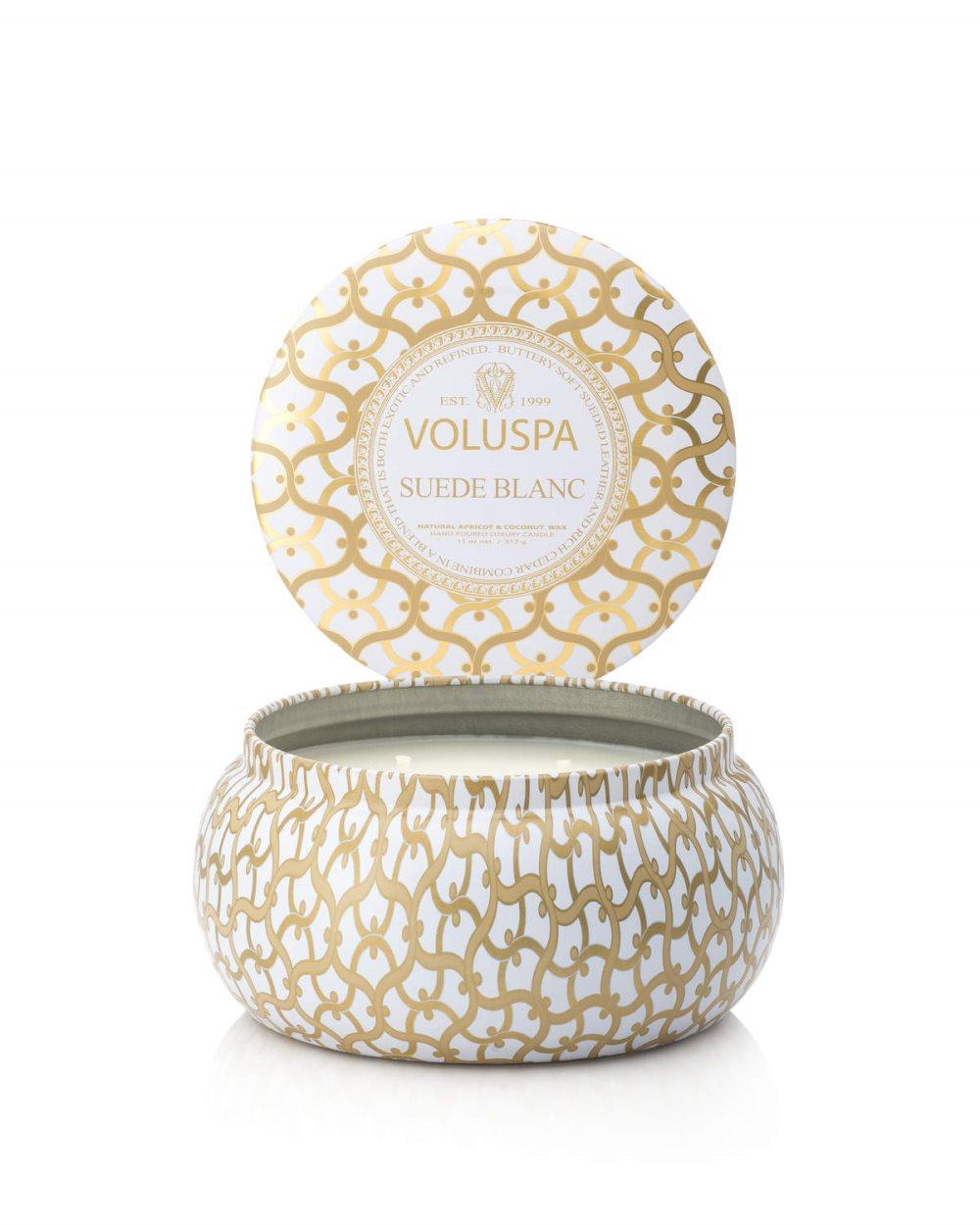 Voluspa 2-Wick Maison Metallo Candle Suede Blanc 312g