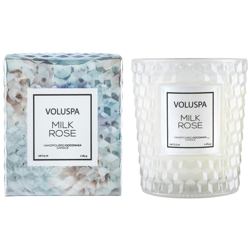 Voluspa Roses Boxed Textured Glass Candle Milk Rose 184g