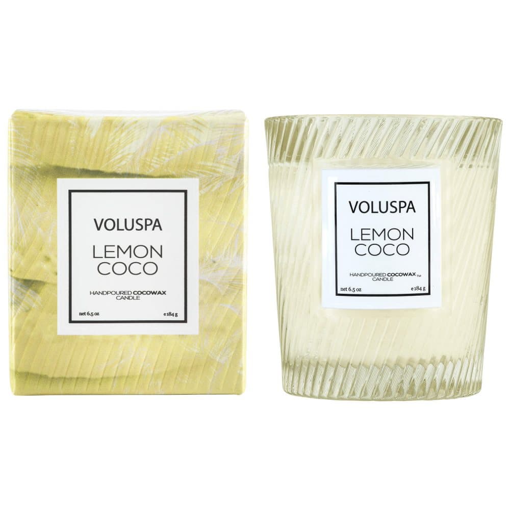Voluspa Macaron Boxed Textured Glass Candle Lemon Coco 184g