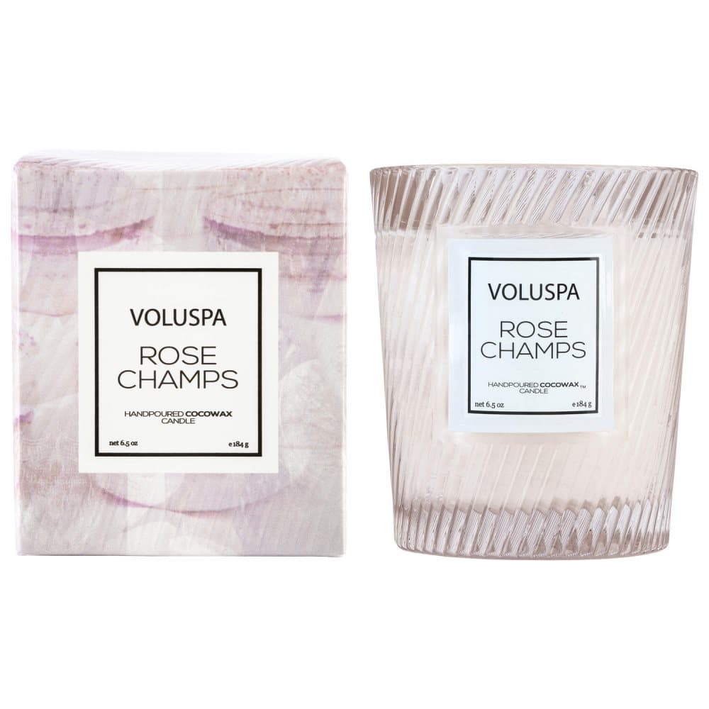 Voluspa Macaron Boxed Textured Glass Candle Rose Champs 184g