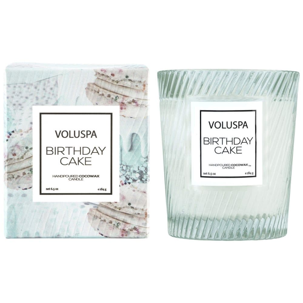 Voluspa Macaron Boxed Textured Glass Candle Birthday Cake 184g