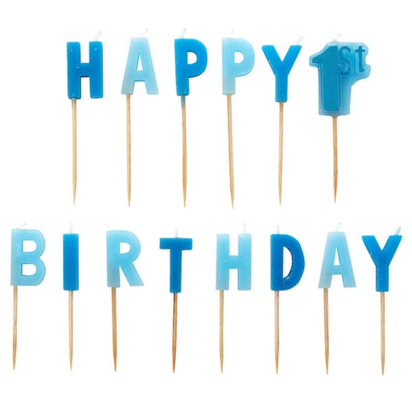 Amscan Happy 1st Birthday Boy Pick Candles (pakke med 14)
