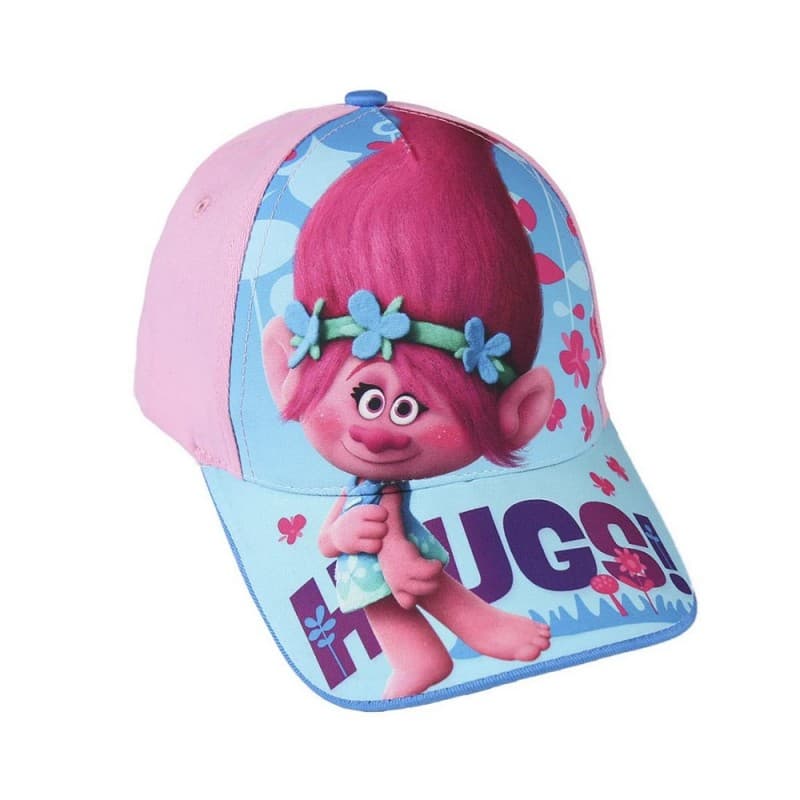 Trolls Cap Poppy With Text Hugs on the Screen, Light Pink / Turquoise
