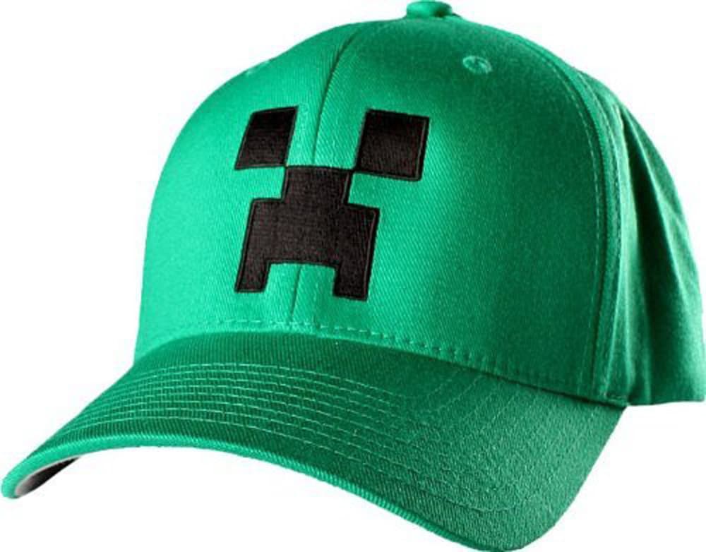 Minecraft hætte, grøn med krybe design på forsiden, 56cm
