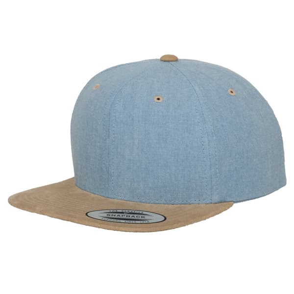 Yupoong Flexfit Unisex Chambray-Suede Snapback Cap Blue/Beige One Size