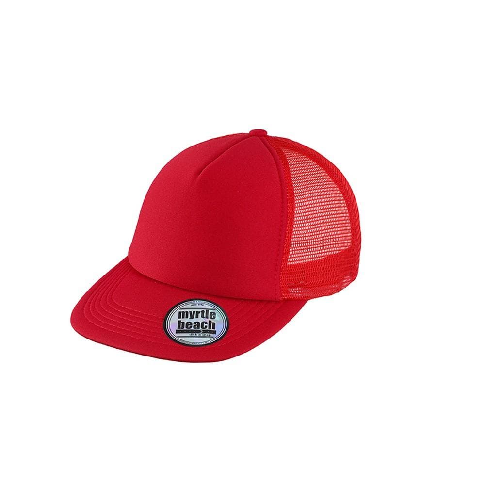 Myrtle Beach Vuxna Unisex 5 Panel Mesh Flat Peak Cap